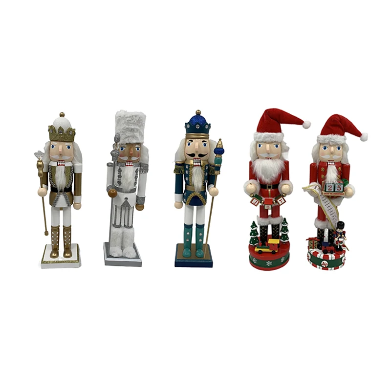 Traditional Figures Christmas Decoration Ornaments Gifts Puppet Toys Shiny 7 Inch Golden And Silver Wooden Nutcracker