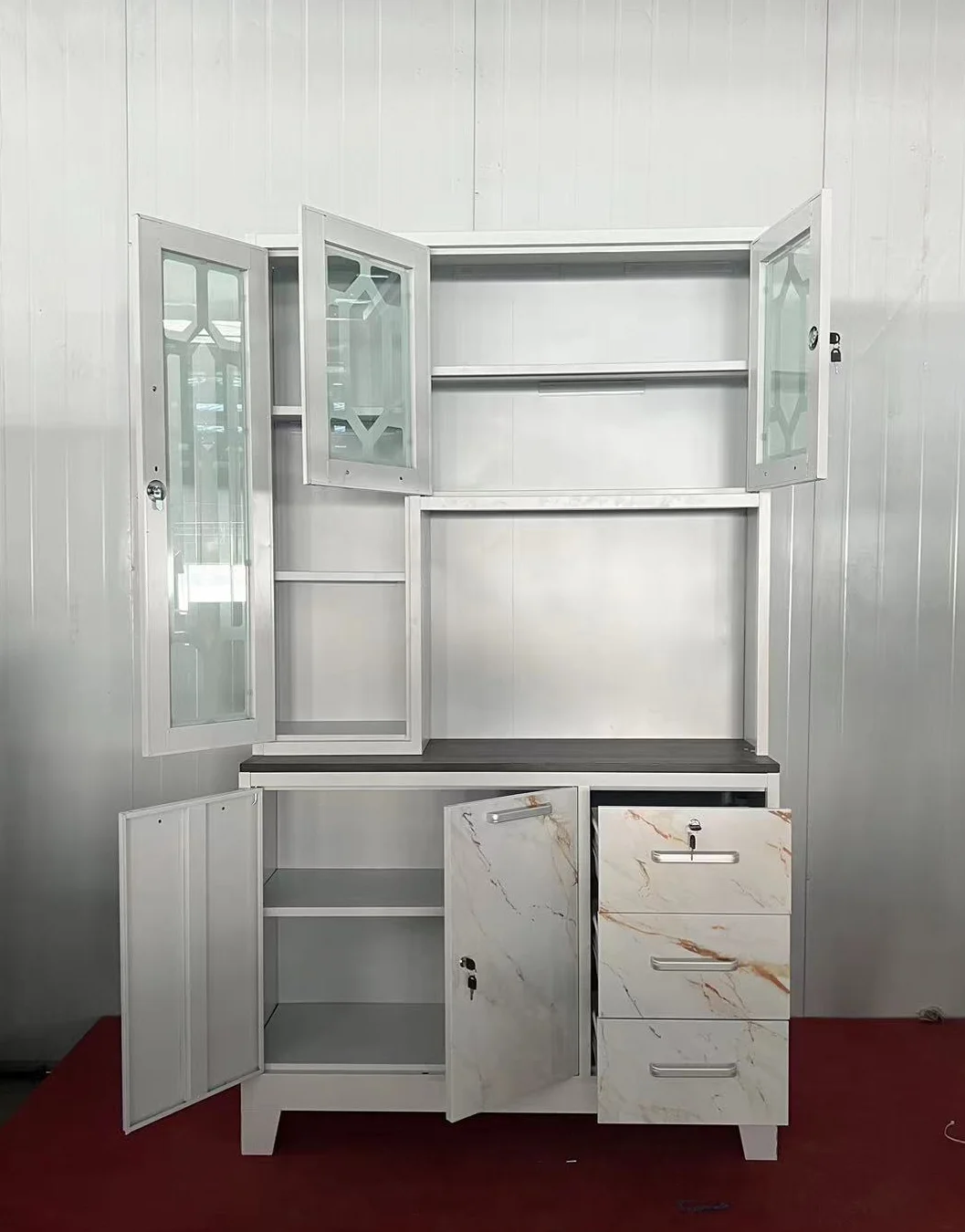 Cheap Home Kitchen Units 3 Doors Made In China Storage Cabinet Kitchen Unit With Drawers