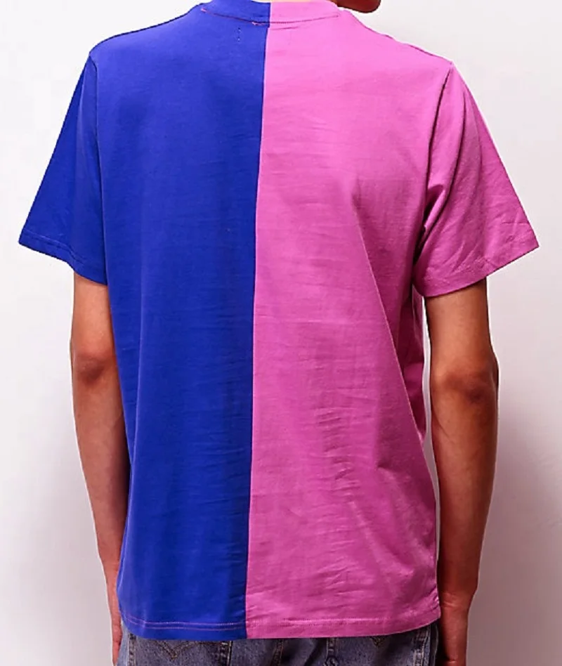Two Color Block Two-tone Braid T Shirt Split Colored Cut And Sew T-shirt