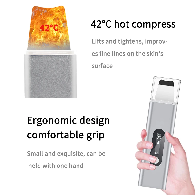 Deep Cleansing 24Khz Ultrasonic Blue Therapy Light Ultrasonic Facial Skin Scrubber