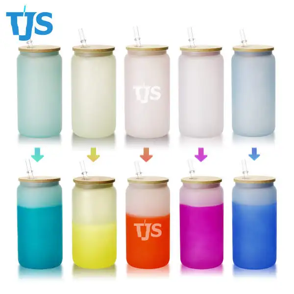 2022 New Arrival Single layers Custom Sublimation cold change color glass mug cola can