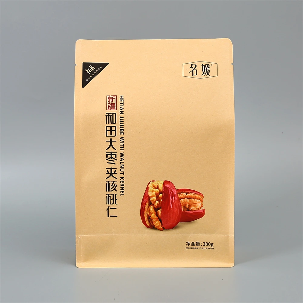 Custom Printed Moistureproof Kraft Paper Dry Fruit Packaging Pouch Food Bags For Jujube Raisins Packing