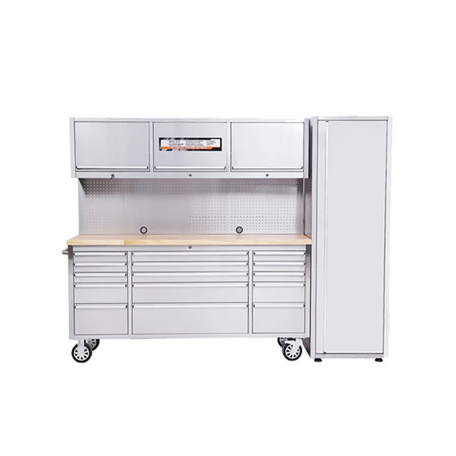 Stainless Steel Germany Tool Trolley with Upper Cabinet and Pegboard