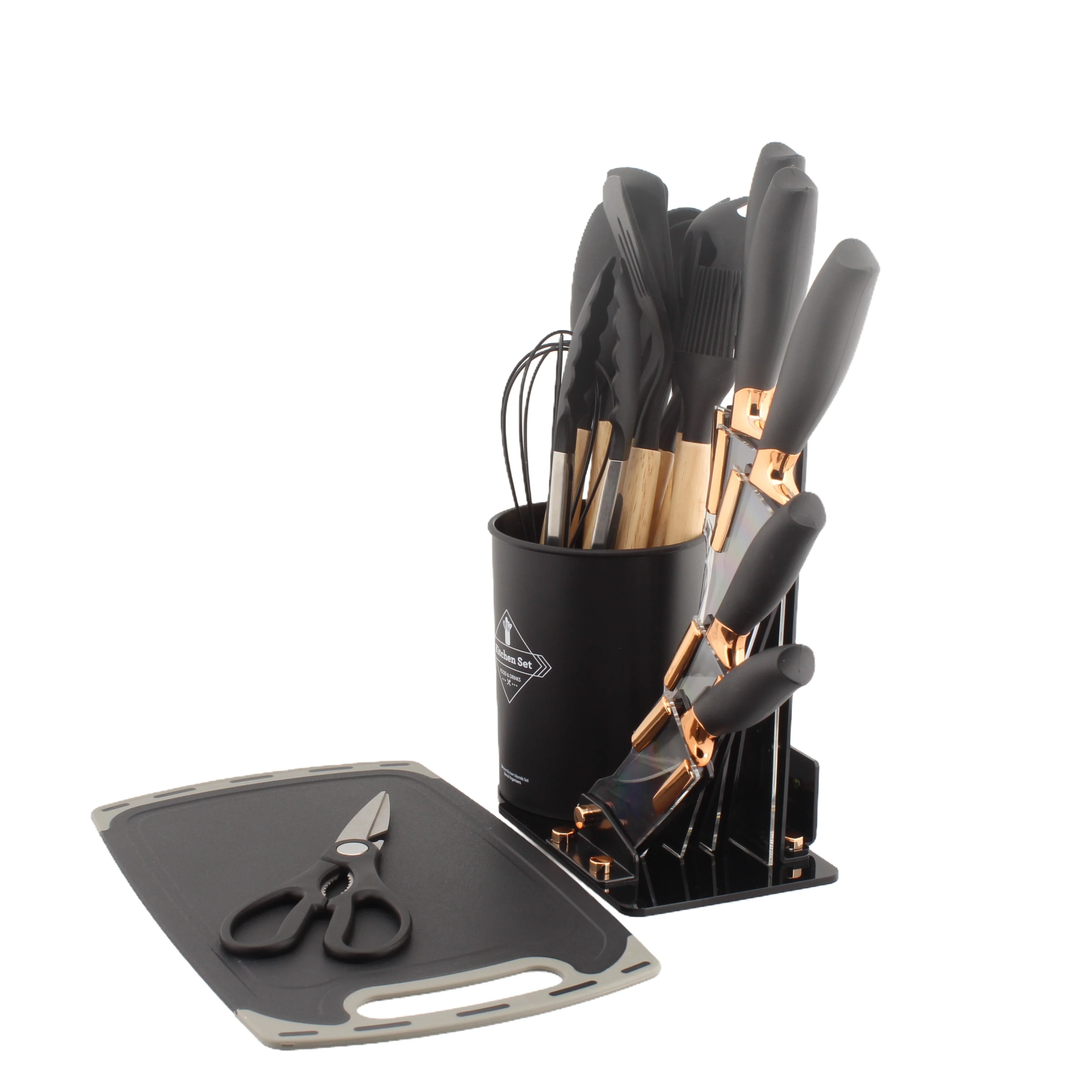 Wholesale Chef Knives Set & Kitchenware Kit Silicone Kitchen Utensils Set 19 Pcs Cooking Gadgets