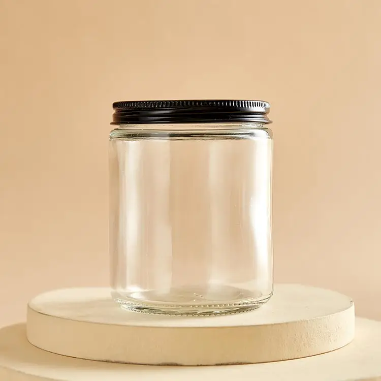 Wide Mouth White Metal Lid 4 oz 120ml Frosted Storage Containers Straight Sided Glass Jars 16oz