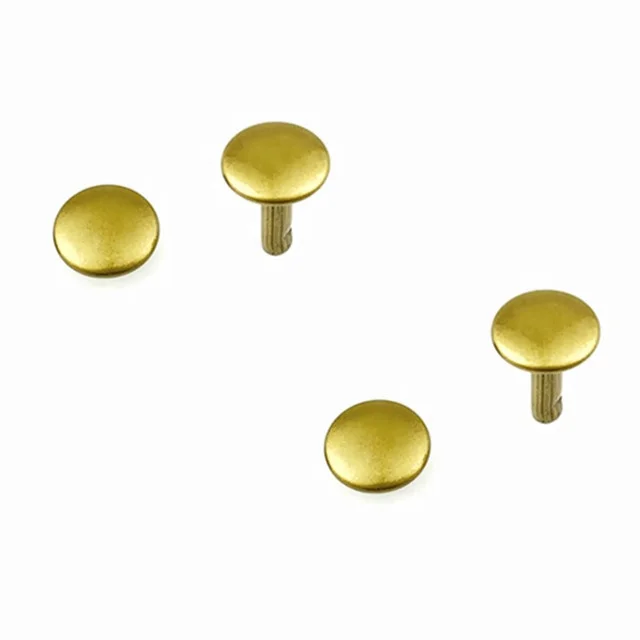 Factory price 7mm leather double cap rivets brass for bags clothes