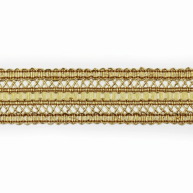 Золотая металлическая оплетка из полиэстера, белая декоративная окантовка