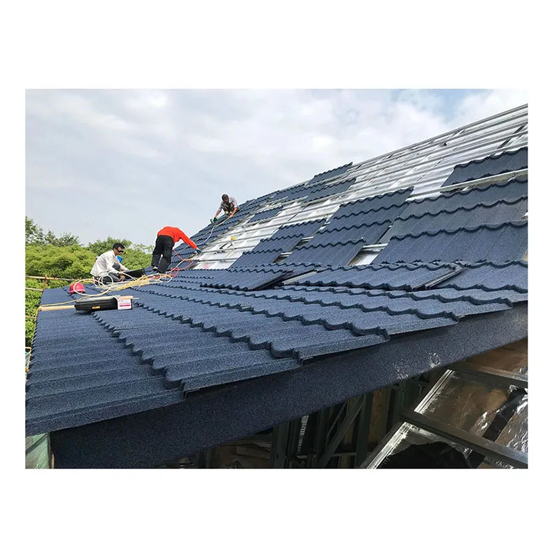 Steel Roof Shingles Flat Type Stone-Coated Metal Tiles for Hotel Stone-Coated Metals Roof Tile