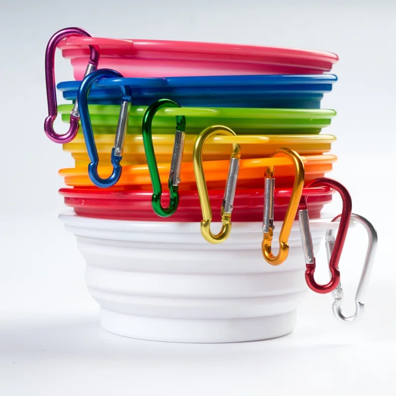 Expandable Pet Bowls Cat Travel Portable Water Feeding Safe Food Grade Silicone BPA Free Collapsible Dog Bowl with Carabiner