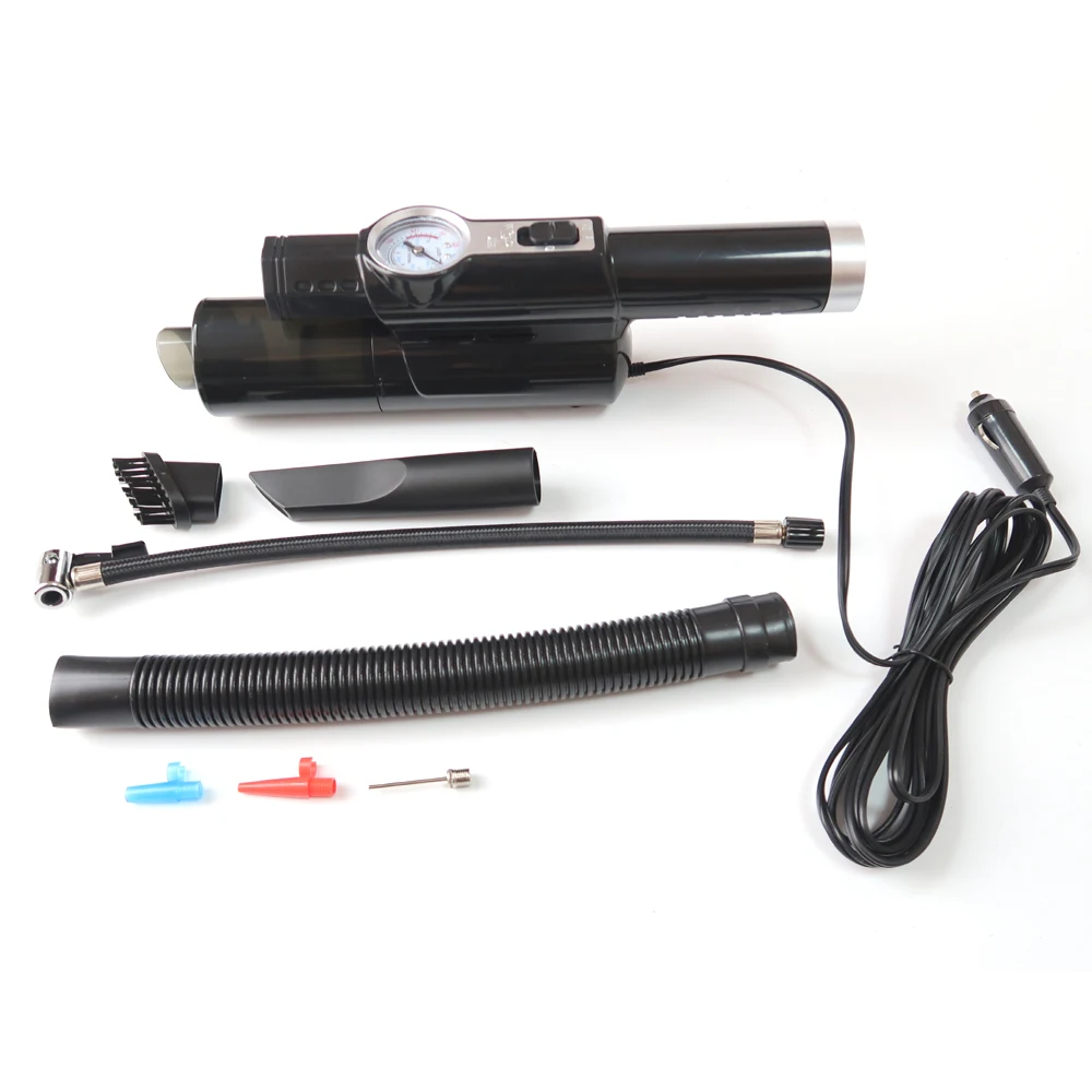 4-in-1 Digital Display With Cigarette Lighter, Handheld Car Vacuum with Searchlight Tire Pressure Gauge and Car Inflator