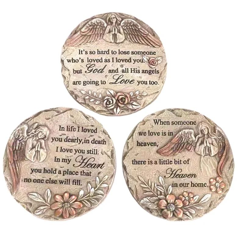 Сад декоративные круглые гравированные памятные камни Ангел цветок смолы ступеньки мемориал