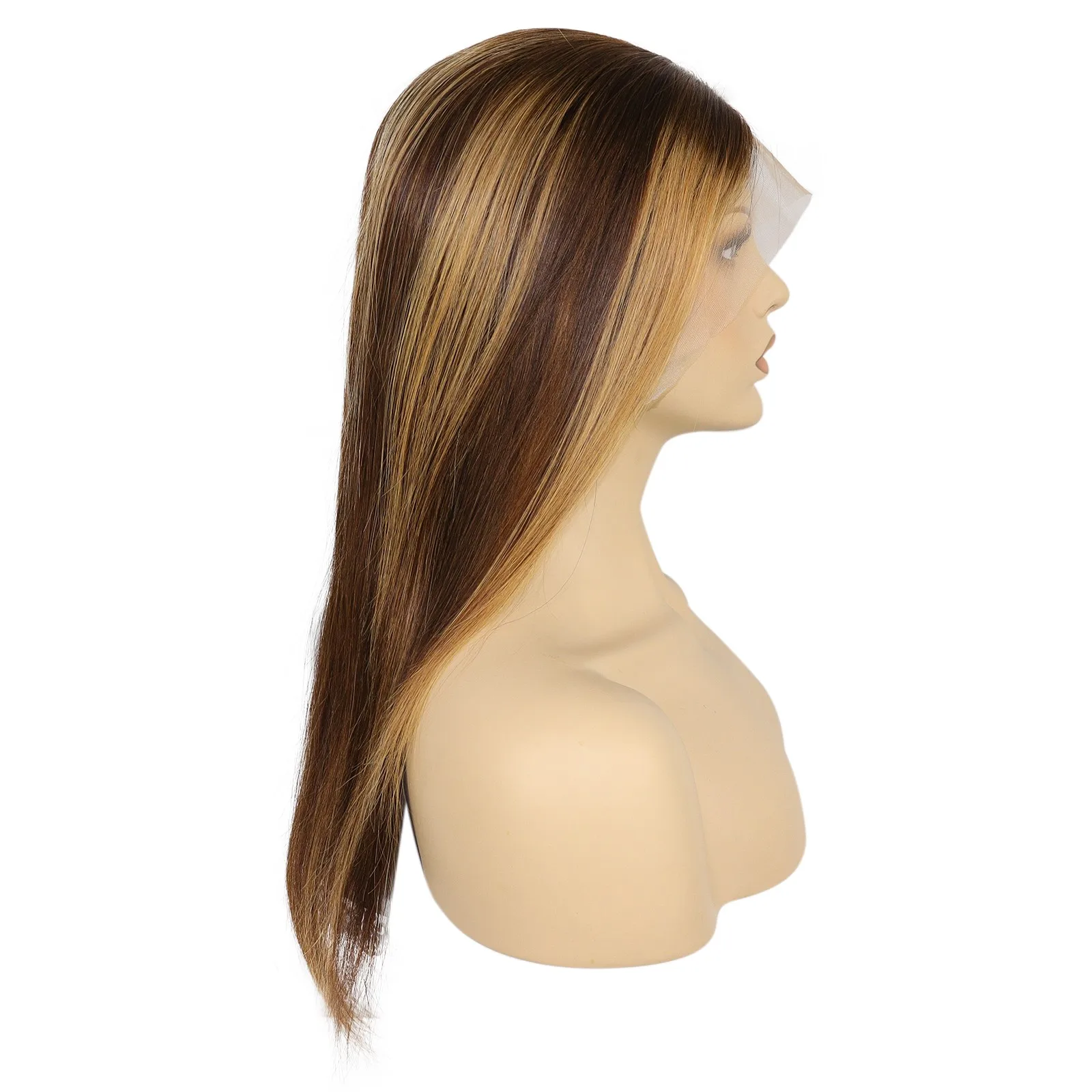 Honey Blonde Colored 13x4 Part HD Lace Frontal Brazilian Straight Wigs with Baby Hair Pre Plucked 150% Density 24 Inch
