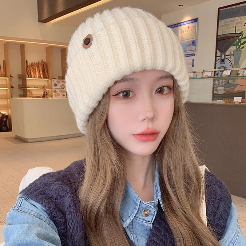 Minimum Order Hat Wholesale Quantity Japanese Knitted 2024 New Versatile Ladies Hats Winter Thickened Warm Hat For Women