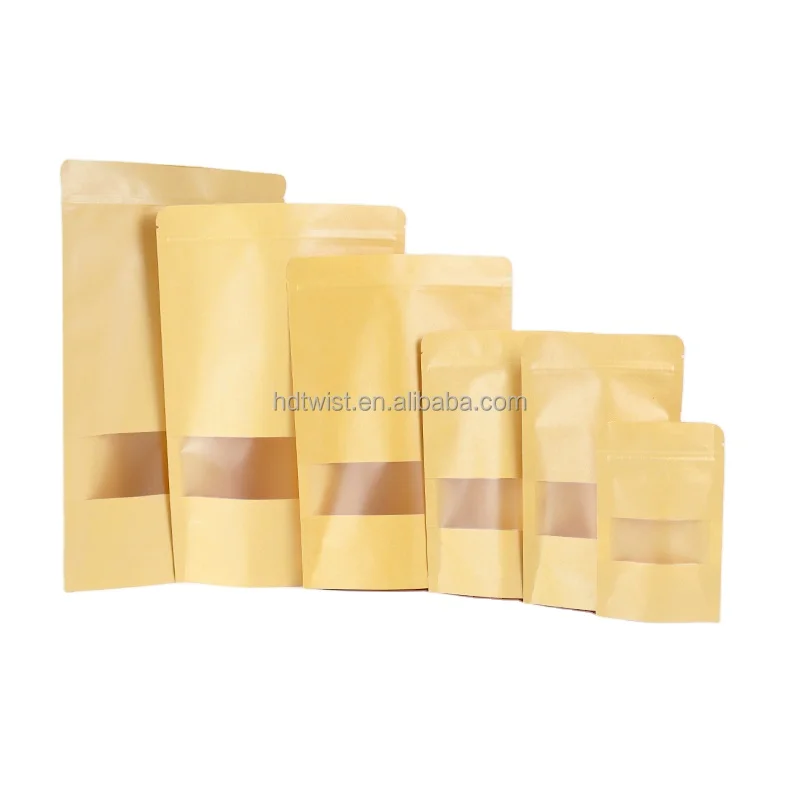 Large Food Storage Pouch Recyclable Stand Up Pouch With Zipper Seal Paper Bag Large Food Storage Pouch 50 pcs per bag
