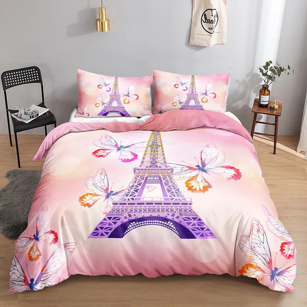 EIFFEL TOWER bedding set customizable bedding shower curtains 3d printing duvet cover set