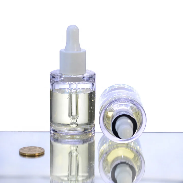 Hot sale 30ml 50ml round plastic PETG cosmetic serum essential oil dropper bottle