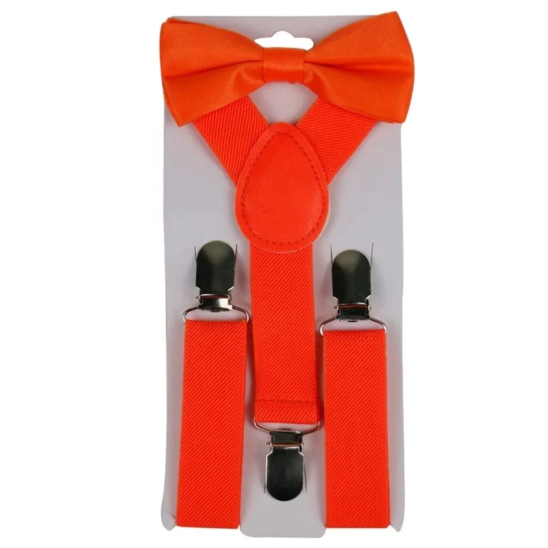 Boys & Girls Children Suspender Clip-on Y-Back Elastic Suspender With Satin  Bow Tie