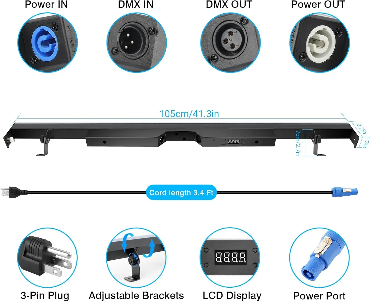 60W 90pcs RGB 3in1 LED Effect Light Bar Seamlessly Stackable DJ Light with Chasing Effects for DJ Stage Lighting Christmas Party