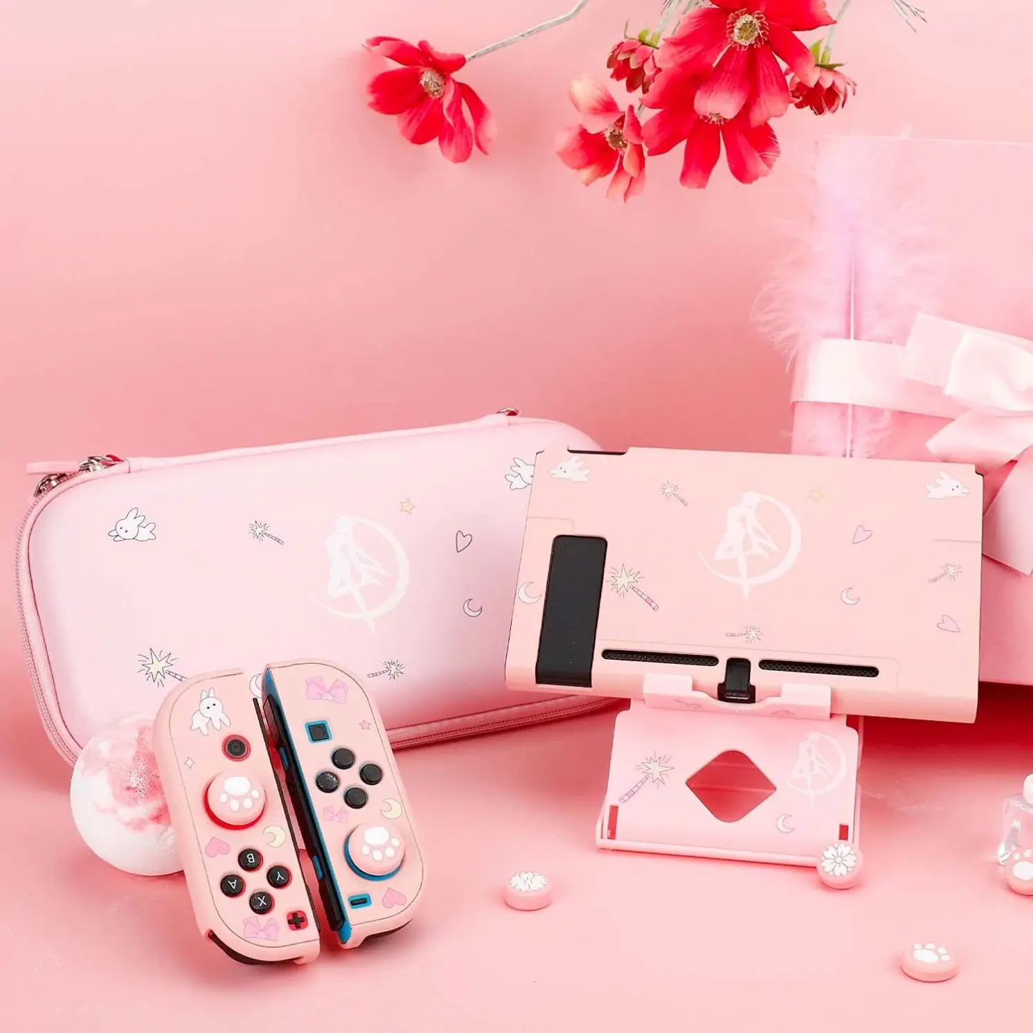 Комплект аксессуаров для Nintendo Switch-розовый комплект в женском стиле с чехлом и сумкой Сейлор Мун