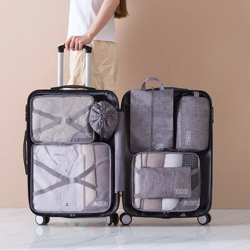 7pcs Set Travel Luggage Organizer Storage Bag Clothes Underwear Socks Shoes Packing Cubes Travelling Bag