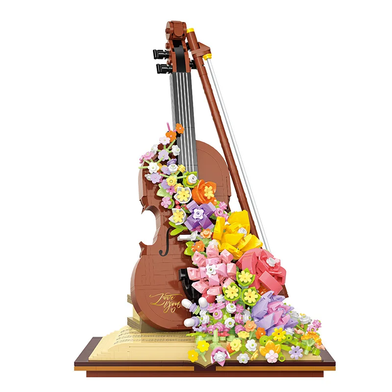 21194 21228 piano violin model preserved flower creative Decoration Building Block Plastic Toy gift for girls kids boys