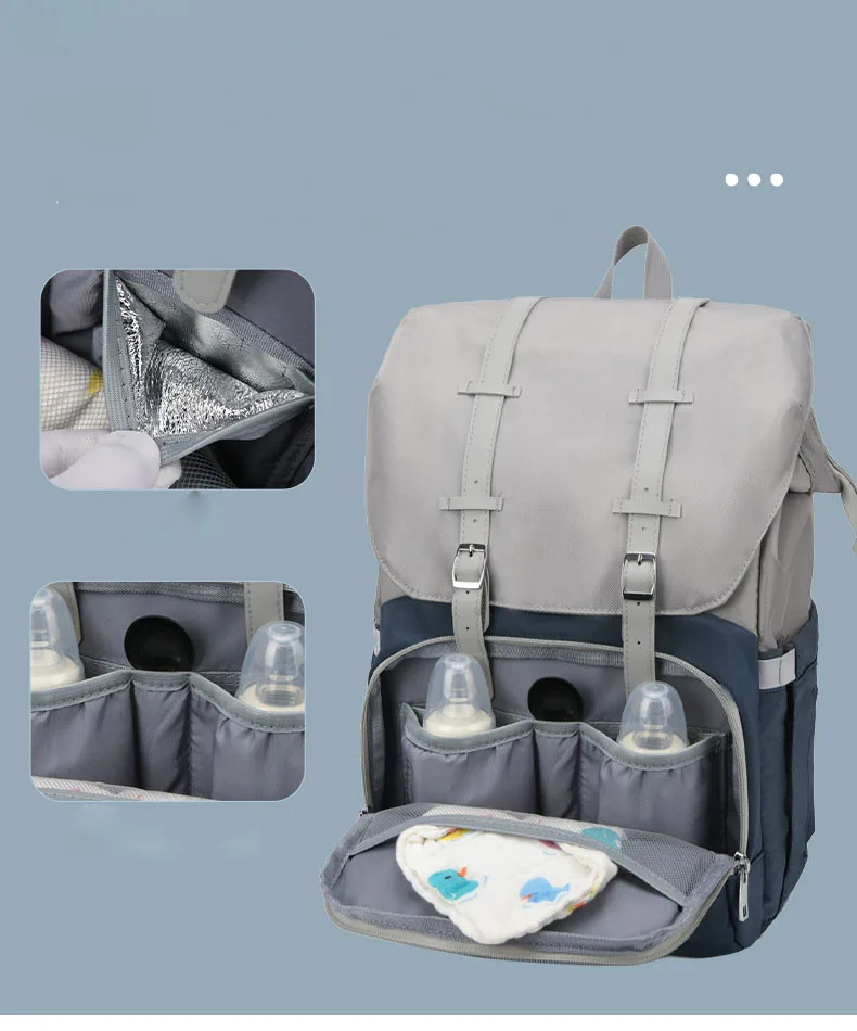 2022 Hot Sale Diaper Bag With Bed And USB Fashion Waterproof Baby Nappy Bag  Backpack Mummy Bag