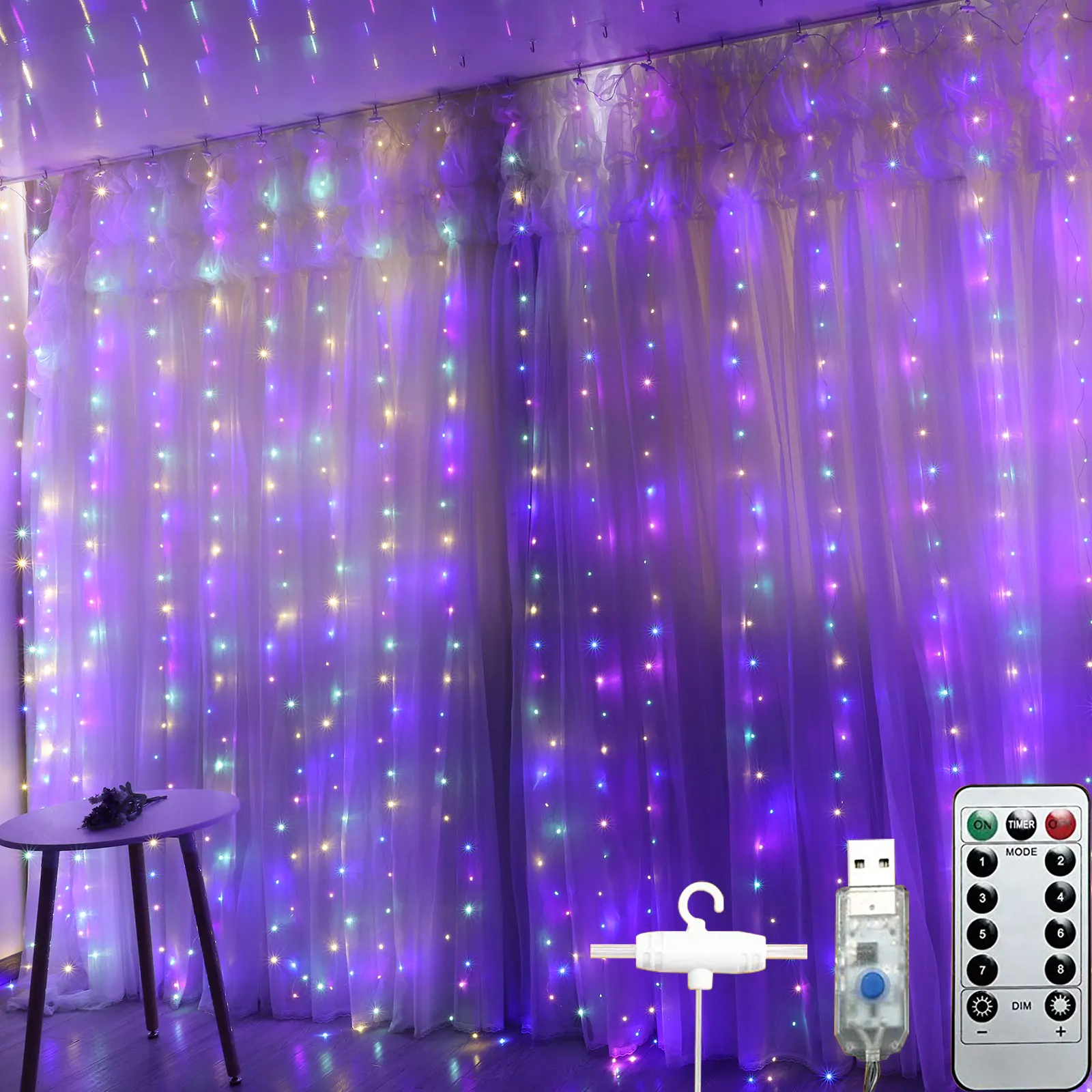 3m 300 LED USB Twinkle Star LED Window Curtain String Lights Remote Control Outdoor Fairy Lamp Garland Led Curtain Light