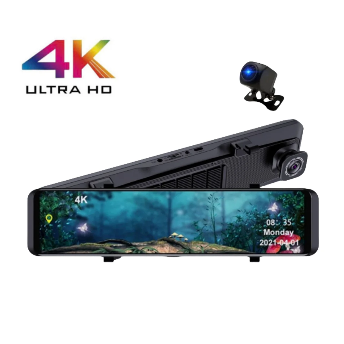 12 дюймов 4K + 1080P двойной объектив видеорегистратор передний и задний с Wi-Fi GPS Sony IMX415 зеркало заднего вида парковочный монитор