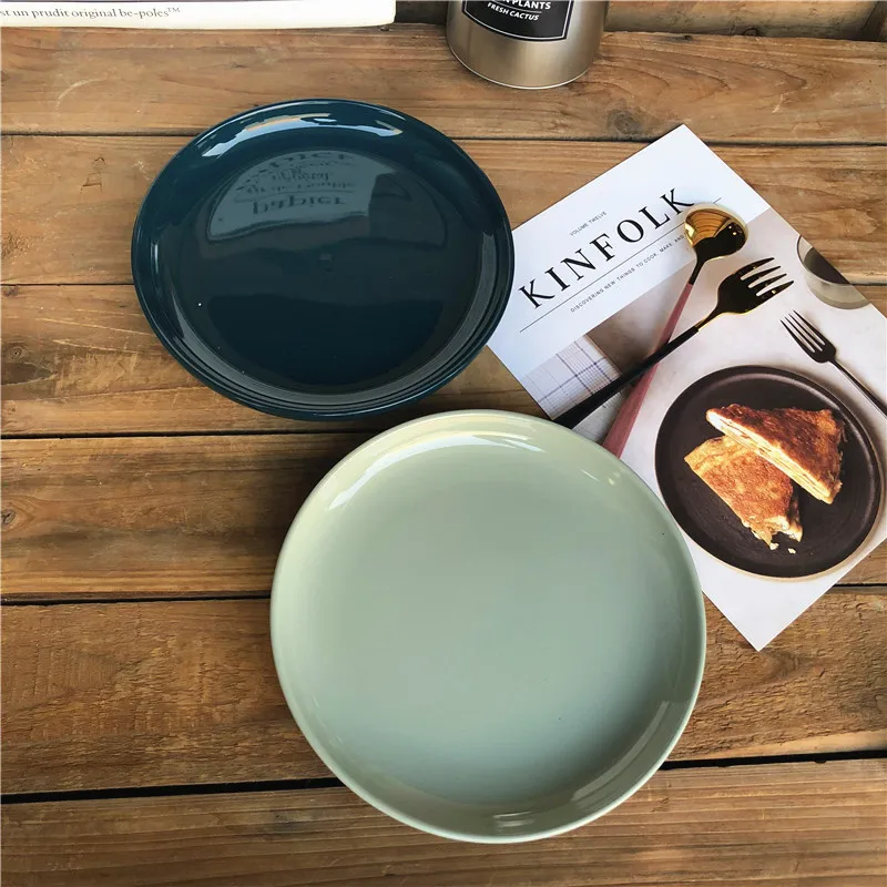 Круглые глазурованные тарелки для ресторана, керамическая обеденная тарелка, прочная керамическая тарелка