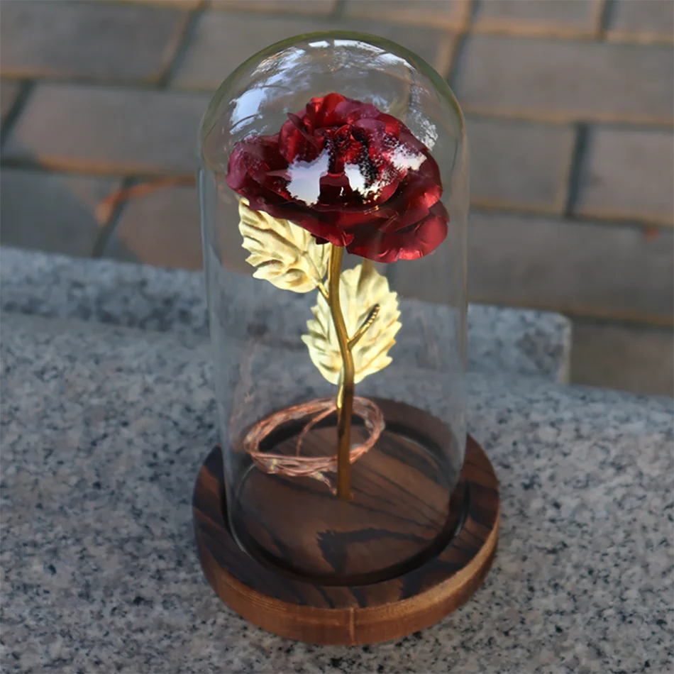 Wholesale Empty Clear Glass Dome Cloche Bell Jar Preserved Flower Rose For Valentine Gifts