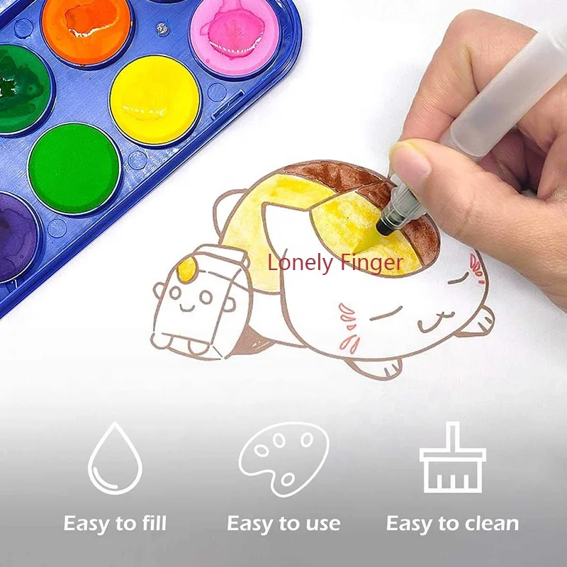 9pcs Watercolor Brush Pens Set Super Easy To Use And Fill For Water Soluble Colored Pencil Aqua Brush Pen For Beginners Or Kids