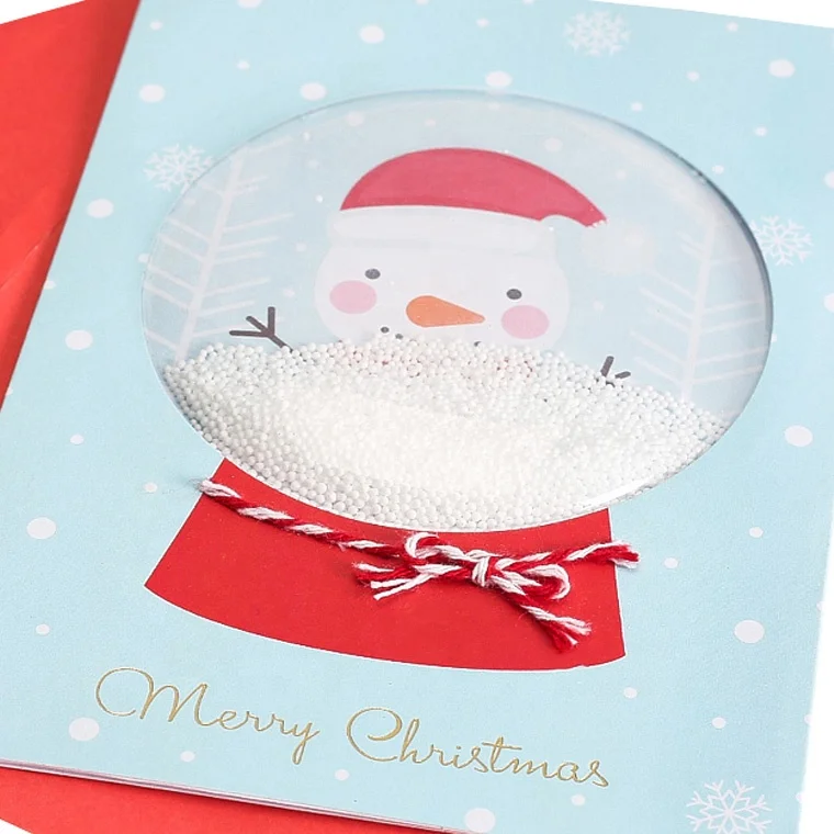 Trendy Snowman Snow Globe 3D Cards, Handmade Christmas Custom Greeting Cards with Foams