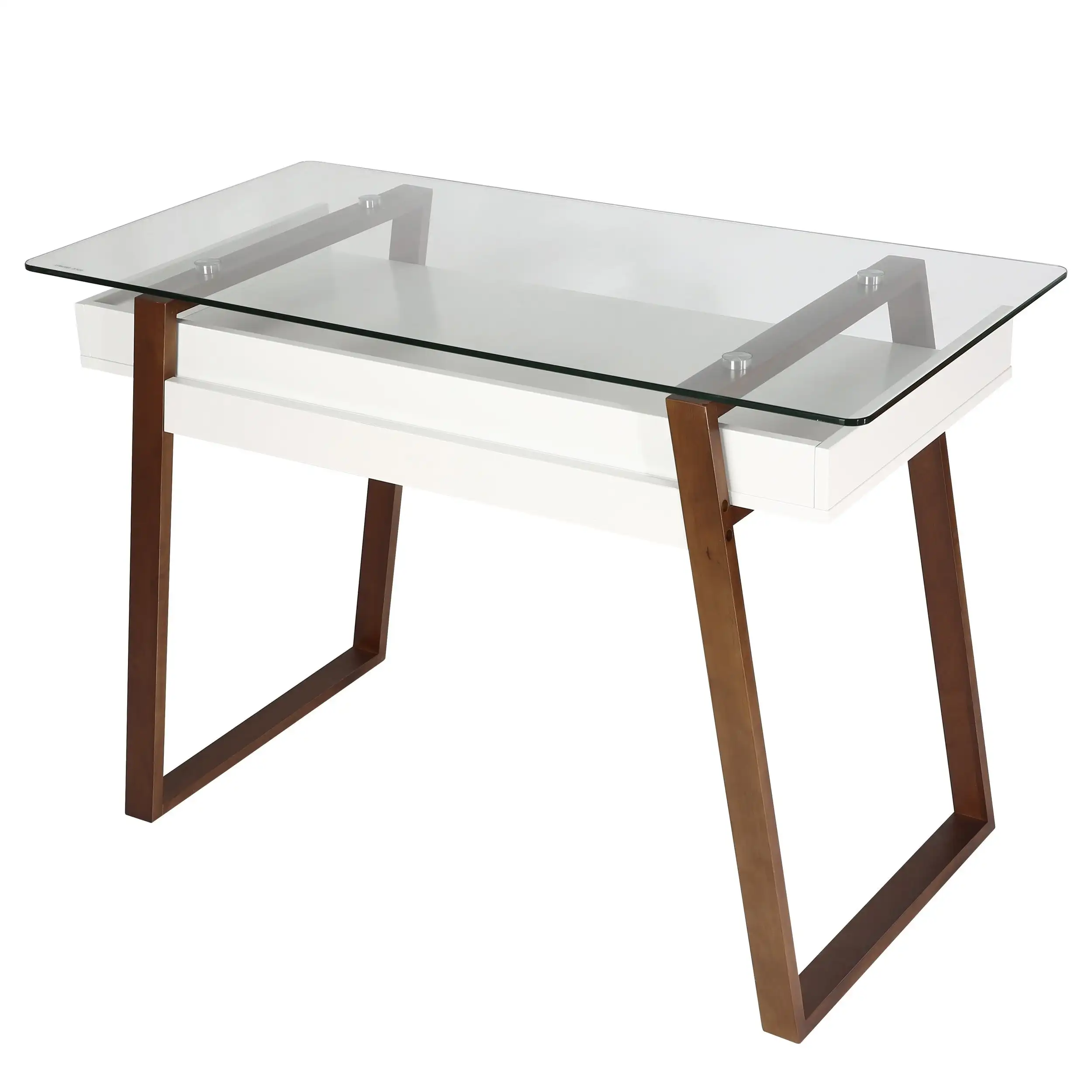 Nordic Fashion Modern Standing Large Rectangle Clear Glass office desk with MDF shelf