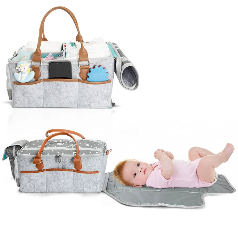 Portable Large Diaper Organizer Baby Nursery Storage Basket with Zipper Lid diaper caddy organizer for baby