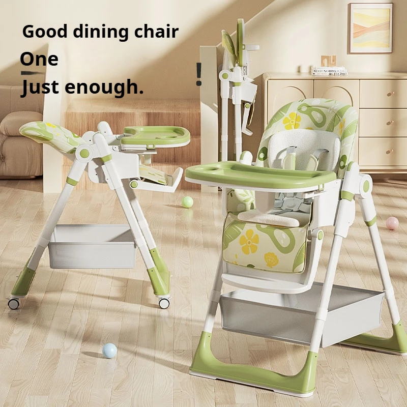 Baby Candy Color High Feeding Chair Portable Kids Table Foldable Dining Chair Adjustable Height Food Chair With Cushion
