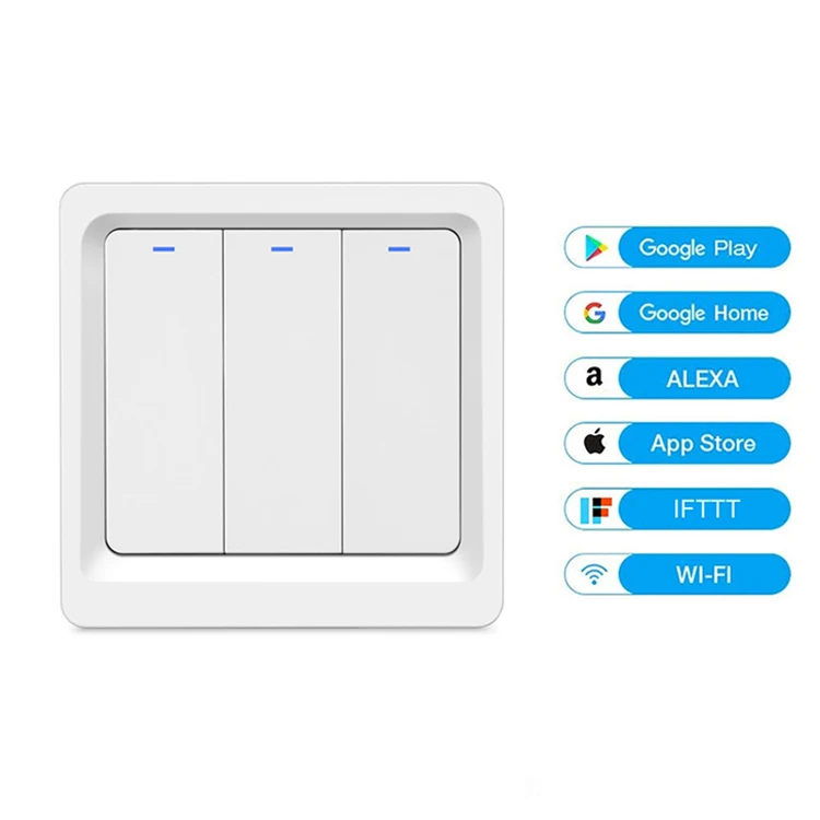  Умный настенный сенсорный выключатель с Wi-Fi 1/2/3 клавиши стеклянная панель света европейский стандарт для умного