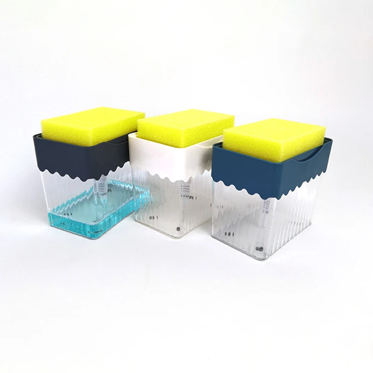 
Christmas Gift Factory Wholesale Creative Kitchen 2-in-1 Manual Press Liquid Soap Dispenser With Sponge 