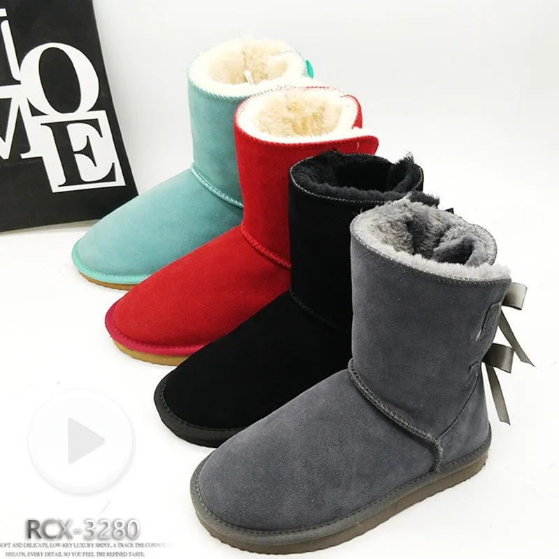 Wholesale classic Snow Boots UG Tasman Original Bowtie Cow Suede Ankle Boots Winter Fur Shoes for Women and Men Size 35-45