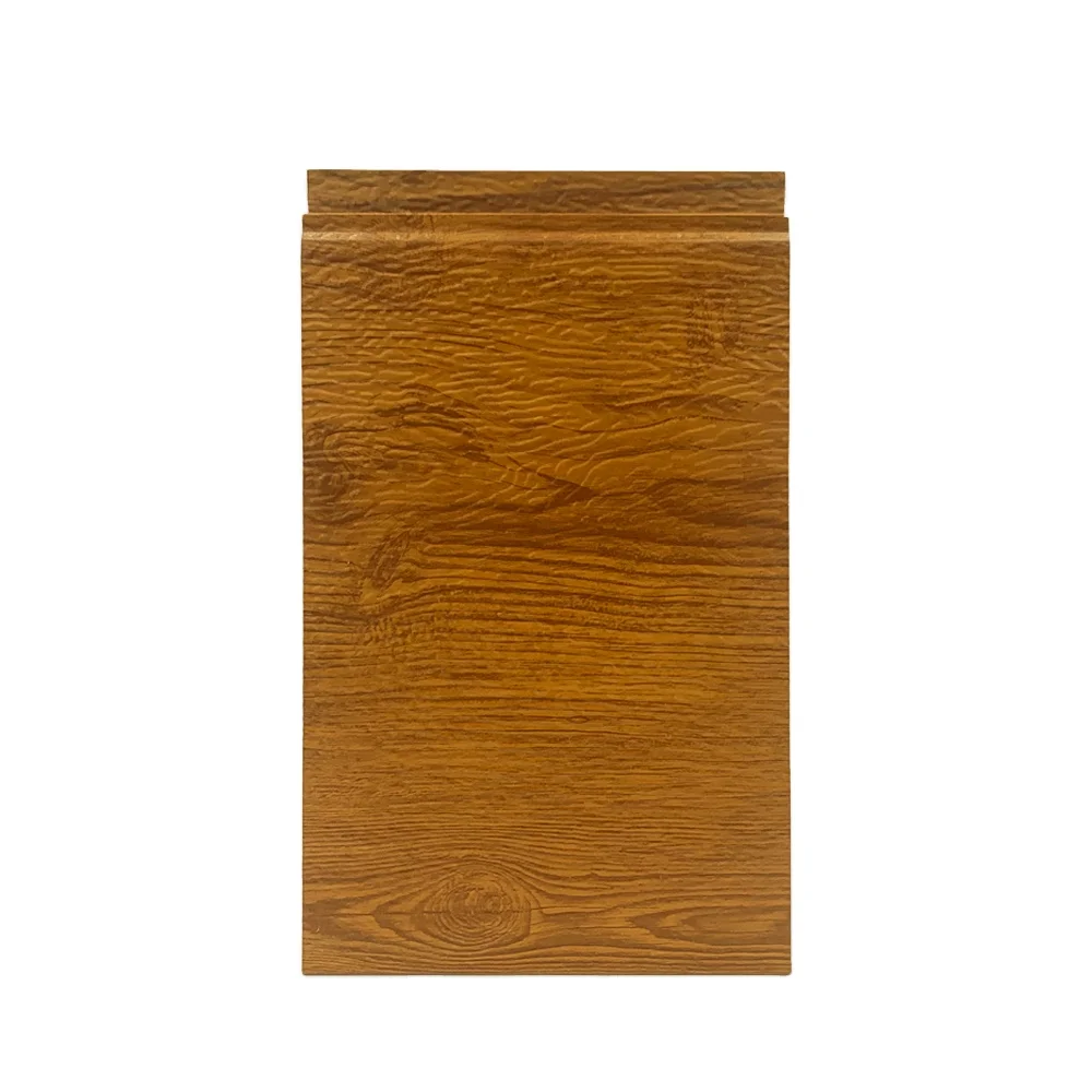 wood grain embossed metal pu foam foil wall facade siding panels for steel structure prefabricated houses, buildings, villas