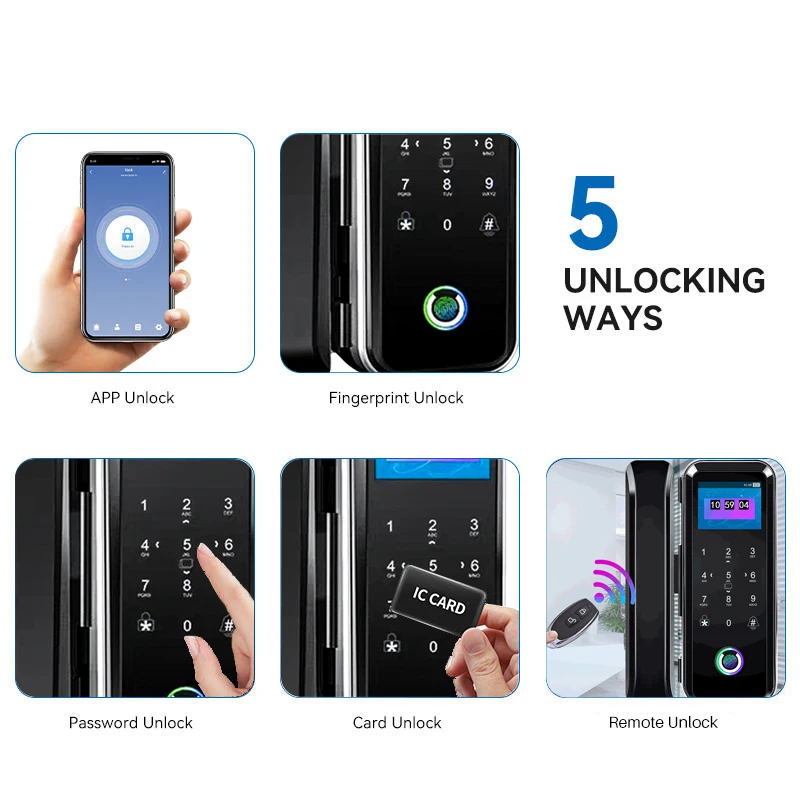 Tuya WiFi App Digital Electronic biometric Fingerprint glass door lock