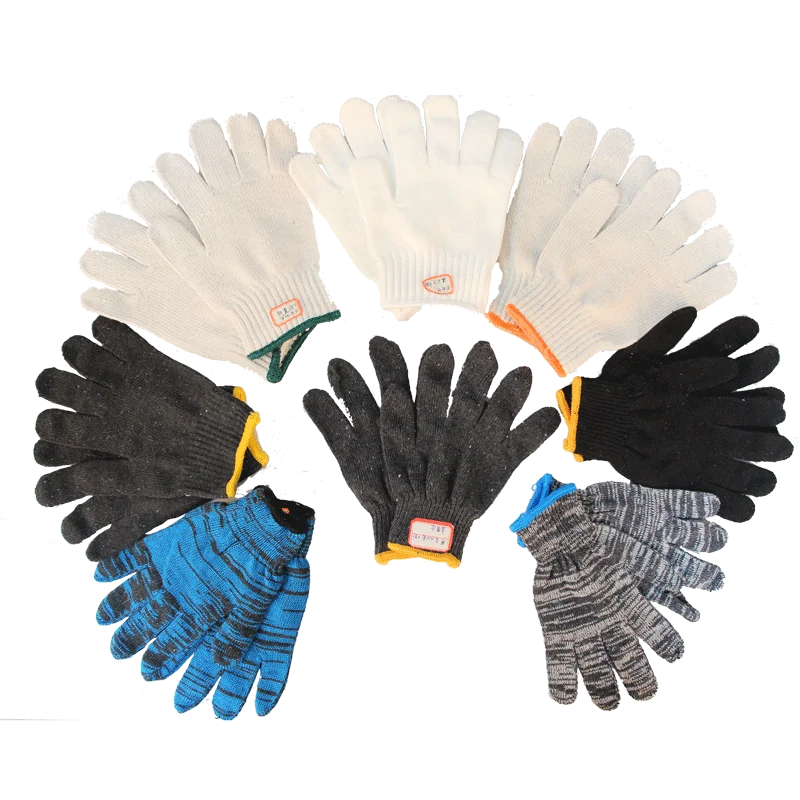 wholesale safety nature white cotton nitrile polyester hand string knitted gloves for factory work