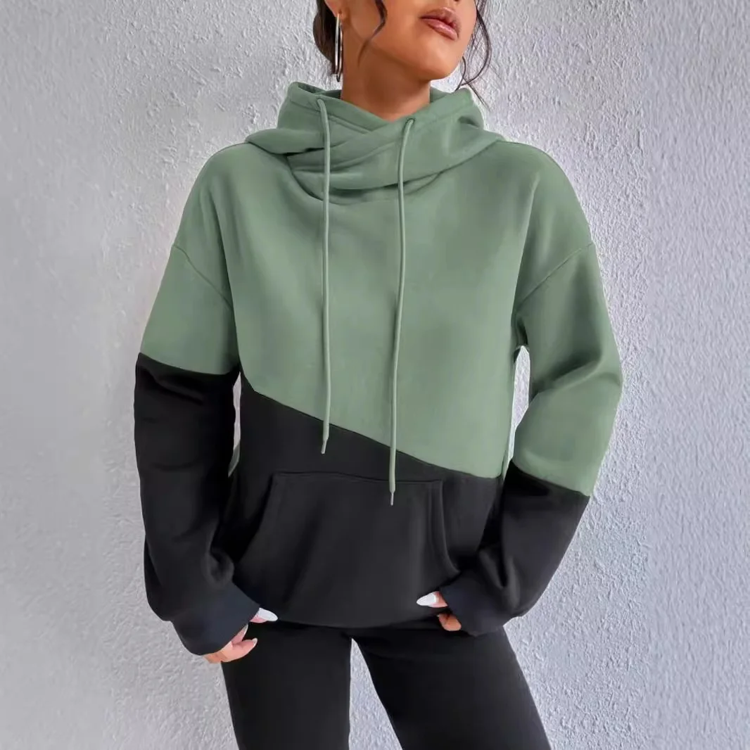 2024 new arrival color matching women hoodies loose casual hoodie top for women autumn winter extra heavy essentials hoodie