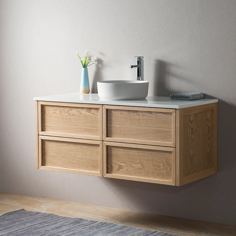 Luxury wall mounted hotel bathroom vanity furniture