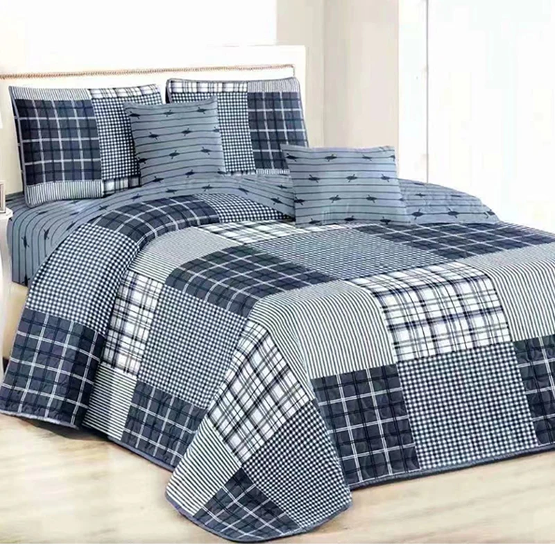 Luxury Quilted Queen/king Size Patchwork Bedspread Colchas Two Pillowcase Set