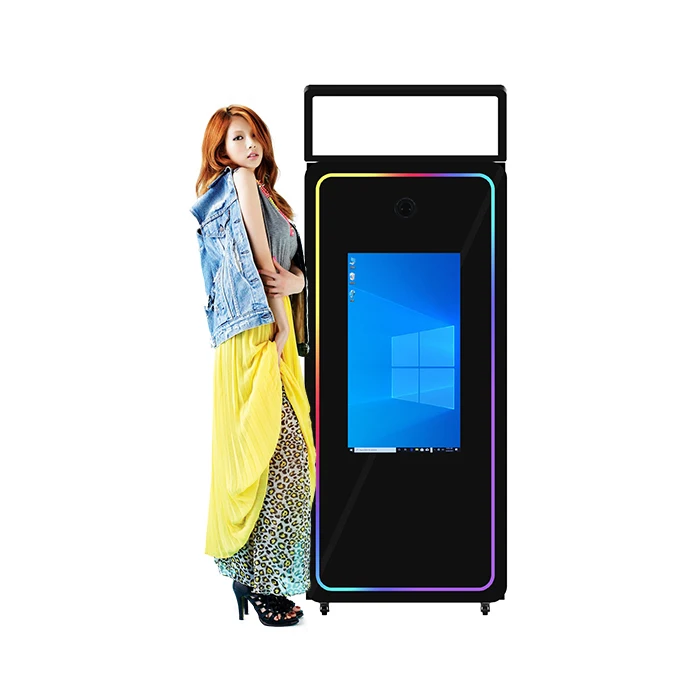 2023 magic mirror photo booth touch screen 70inch with printer and camera flash