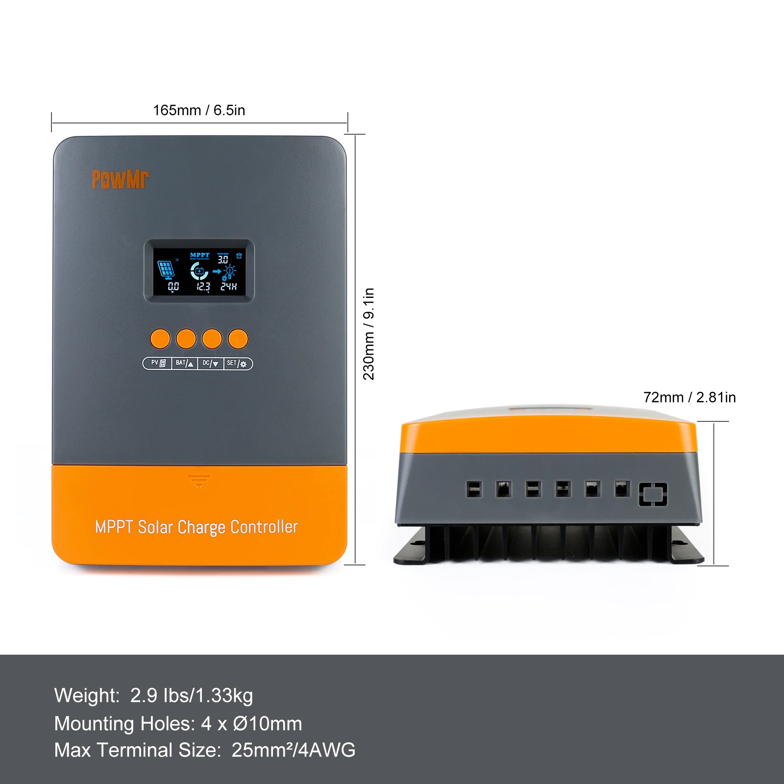 PowMr 60A Solar Panel Regulator 12V/24V/36V/48V  Max PV Input 150V MPPT Solar Charge Controller for Solar System