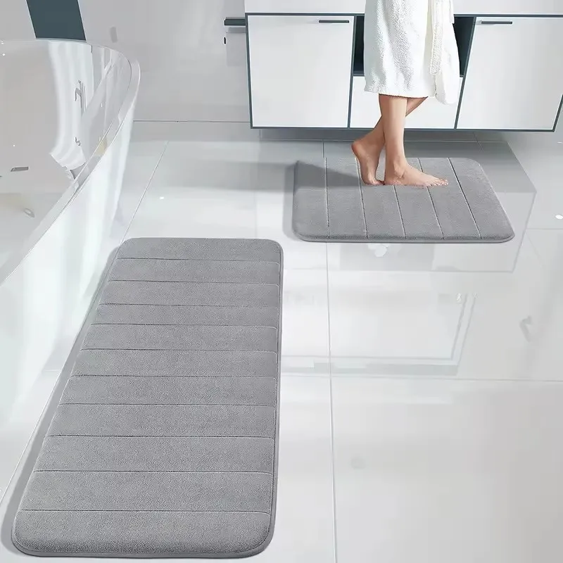 Specially for toilet bathroom three-piece household non-slip foot mat Solid color quilted bathroom absorbent carpet mat