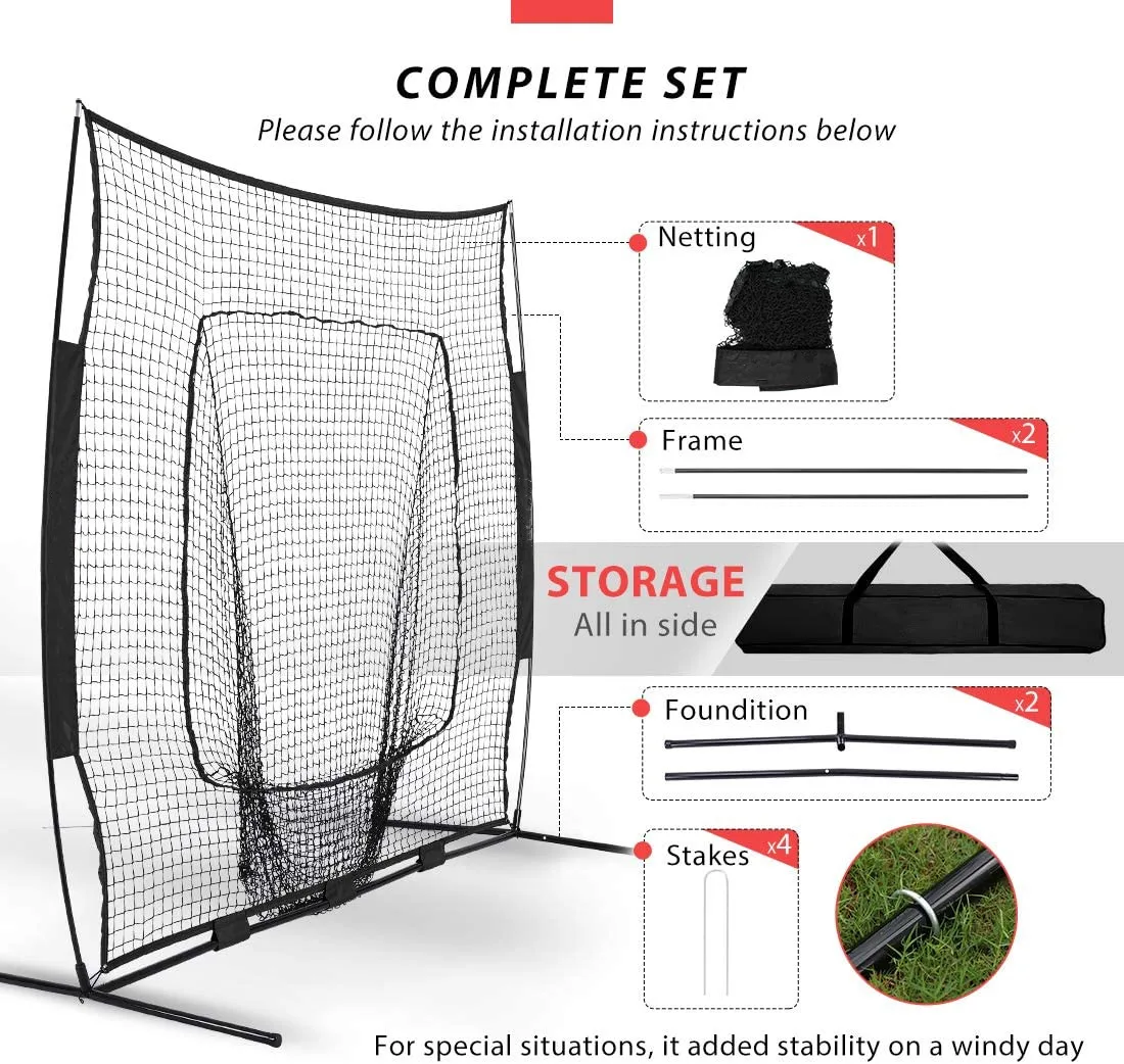 Portable Baseball & Softball Training Equipment Practice Net Hitting Pitching Batting Training Net with Carry Bag