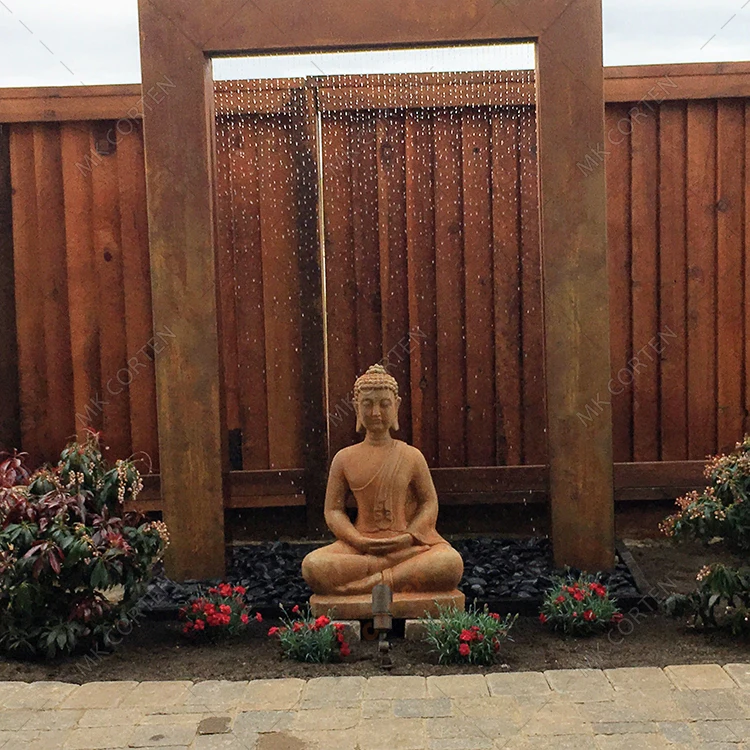 Large Corten Steel Rain Curtain panel corten Water Feature Garden Fountain
