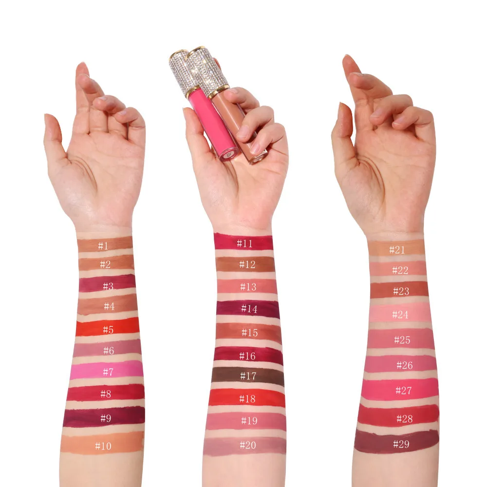 Wholesale 57 Color Velvet Nude Red Liquid Lipstick Matte Custom Label Vegan Waterproof 200 ml Low MOQ